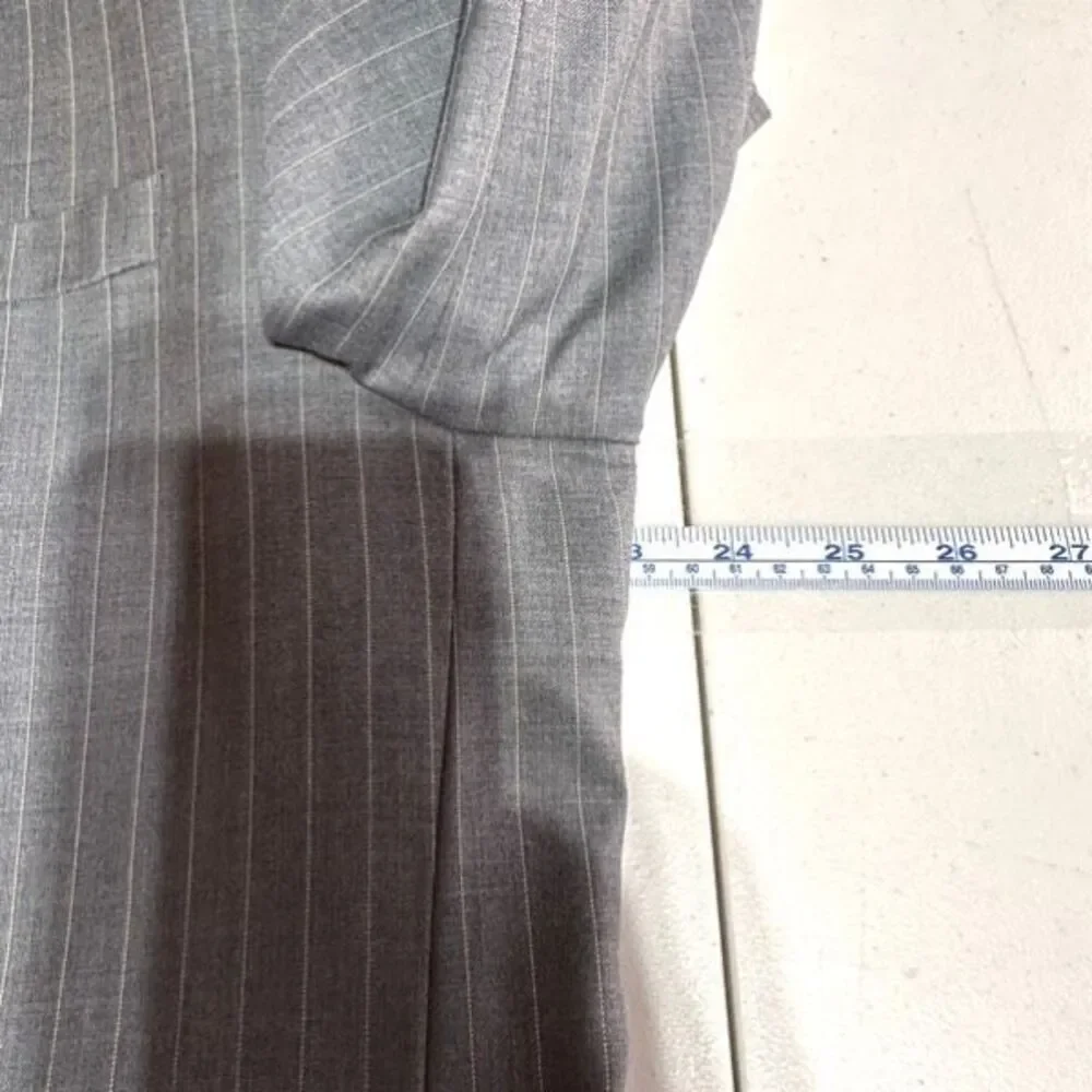 Vintage Ralph Lauren Men’s Double Breasted Blazer Wool Pinstripe‎ Gray Size 44L
